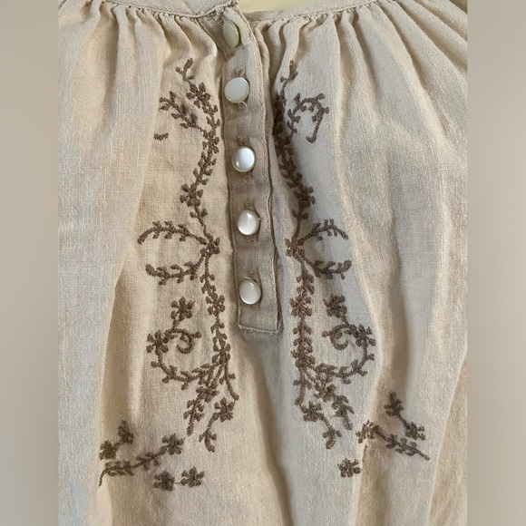 BANANA REPUBLIC Beige Short Sleeve Linen Blend Embroidered Women’s size Small - Picture 11 of 11